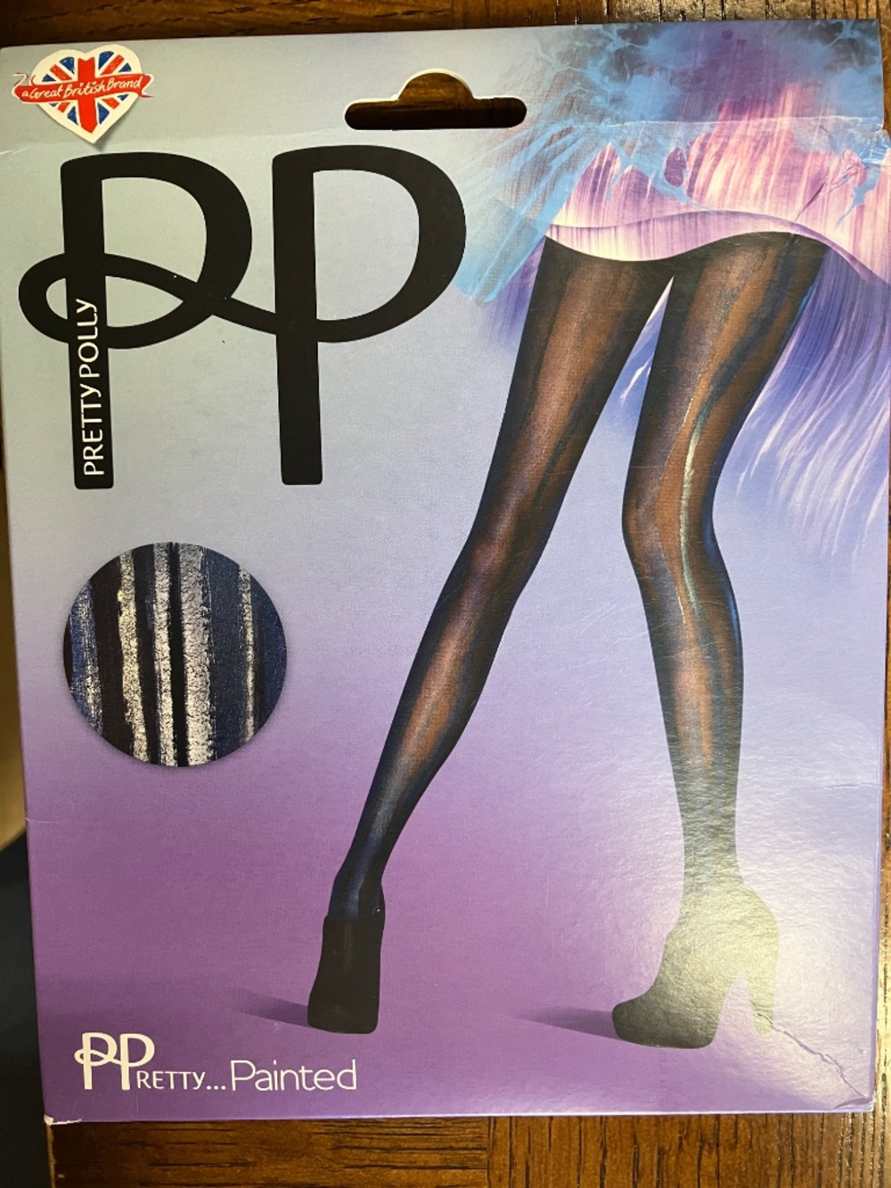 NEW Painted Black & Blue Tights from Pretty Polly UK - One Size - Made in Italy